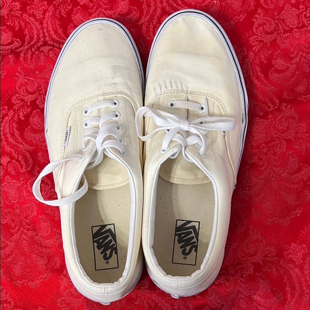 Vans Era Cream Canvas Sneakers Men’s Size 12 Classic Skate Shoes - Picture 6 of 9